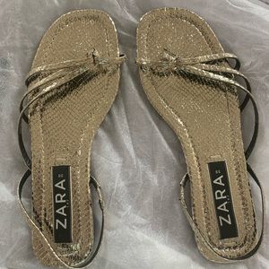 Zara Gold Slingback Sandals